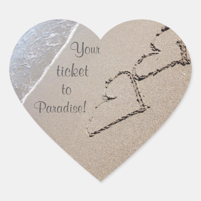 Wedding Stickers to Seal Envelope - Hearts in Sand (Front)