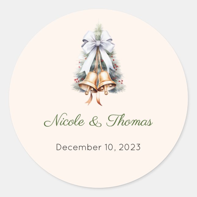 Wedding Stickers, Wedding Labels, Script, Love  Classic Round Sticker (Front)