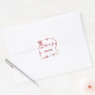 Wedding Stickers Whimsical Hand Drawn Illustration