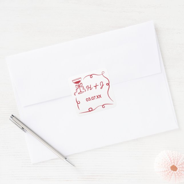 Wedding Stickers Whimsical Hand Drawn Illustration (Envelope)