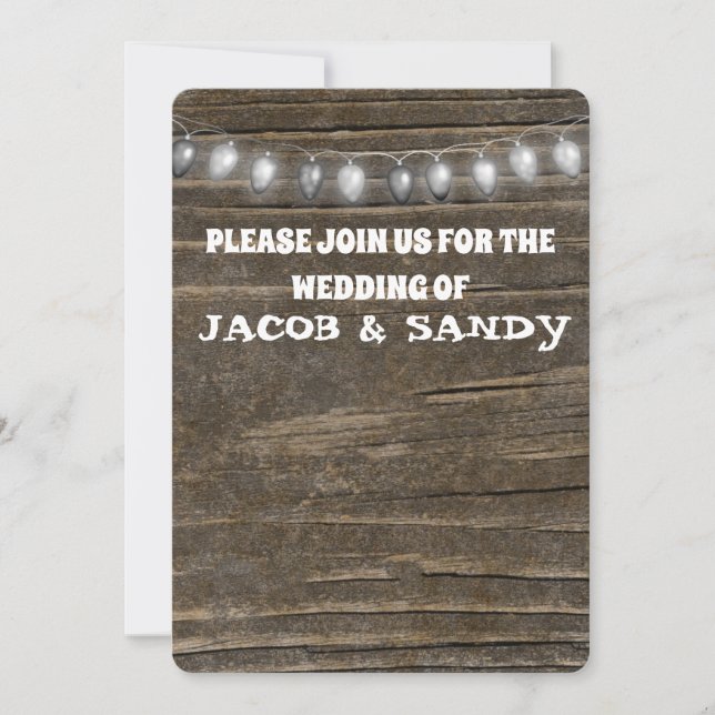 WEDDING STRING LIGHTS RUSTIC CUSTOM INVITATIONS  (Front)