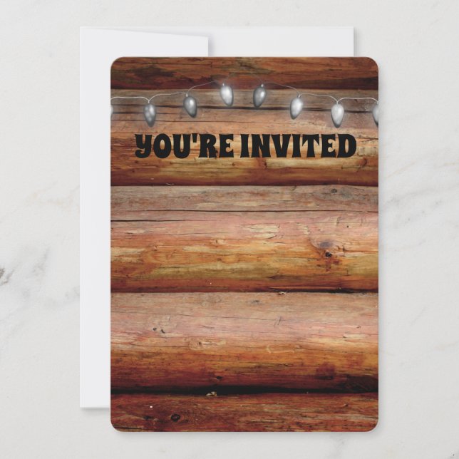 WEDDING STRING LIGHTS RUSTIC INVITATIONS  (Front)
