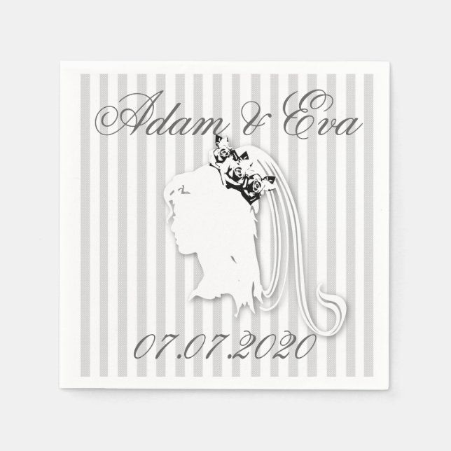 Wedding Strip Names Personalize Napkins (Front)