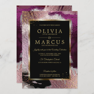 Wedding Stunning Bold Cassis Plum Abstract Invitation