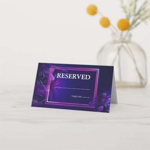 Wedding  Stunning Neon Purple Tropical Foliage Place Card