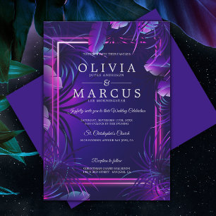 Wedding Stunning Neon Tropical Foliage Invitation