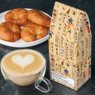 Wedding Style Gold Egyptian Hieroglyphs  Deities  Roasted Coffee