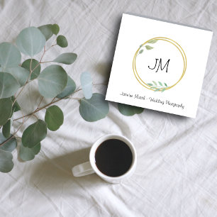 Wedding Style Monogram Gold Frame Photographer Square Business Card