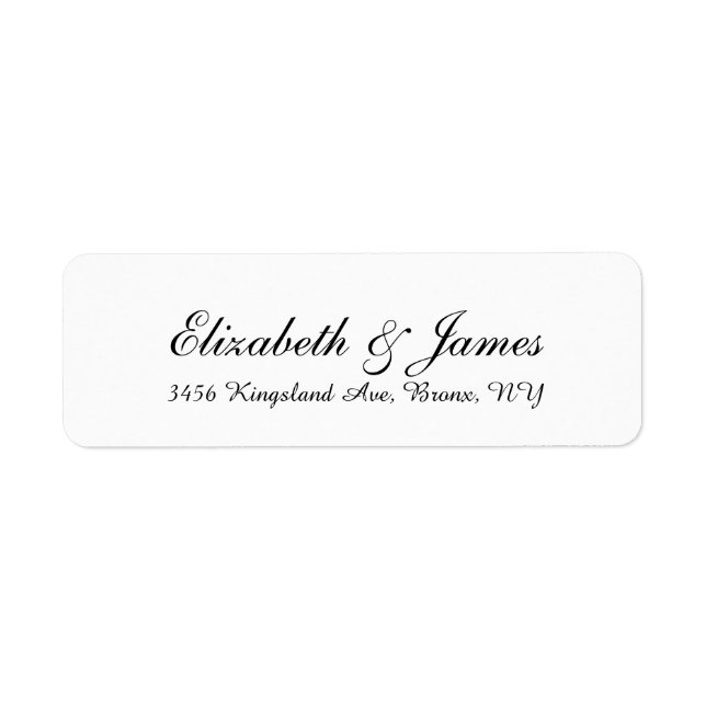 Wedding Stylish Handwriting Black White Elegant Label (Front)