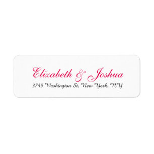 Wedding Stylish Handwriting Pink Red White Elegant Label