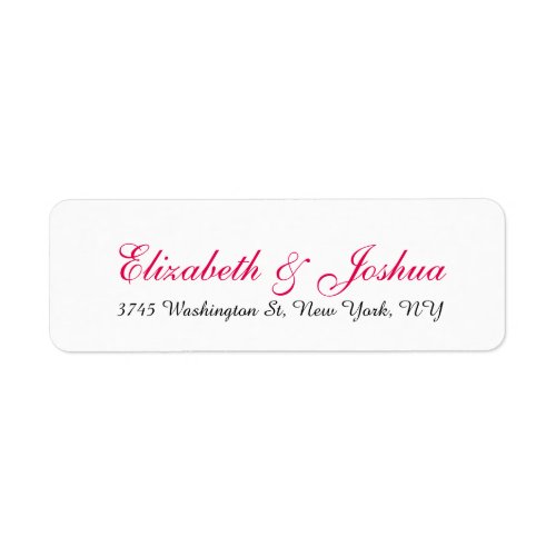Wedding Stylish Handwriting Pink Red White Elegant Label