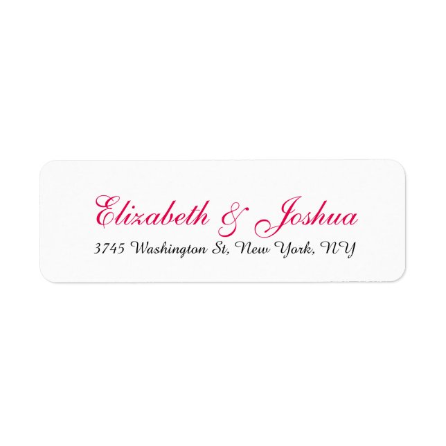 Wedding Stylish Handwriting Pink Red White Elegant Label (Front)