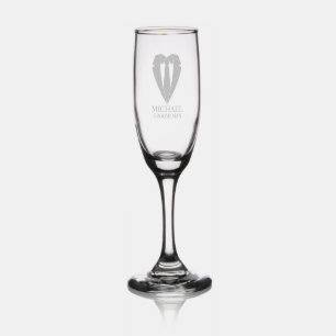 Wedding Suit and Tie Personalized Groomsmen Champagne Flute