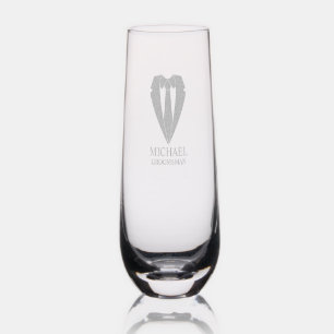 Wedding Suit and Tie Personalized Groomsmen Stemless Champagne Flute