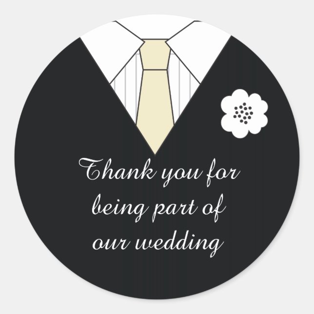 Wedding Suit Thank You Favor Stickers (Front)
