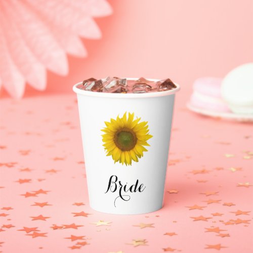 Wedding Sunflower Bride Elegant Paper Cups