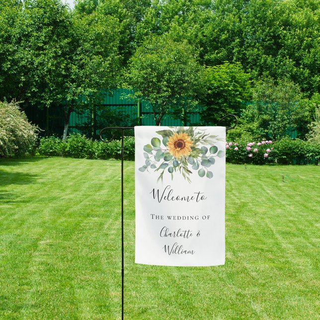 Wedding sunflower eucalyptus greenery welcome garden flag (Creator Uploaded)
