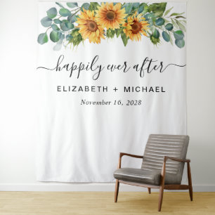 Wedding Sunflower Eucalyptus Photo Booth Tapestry
