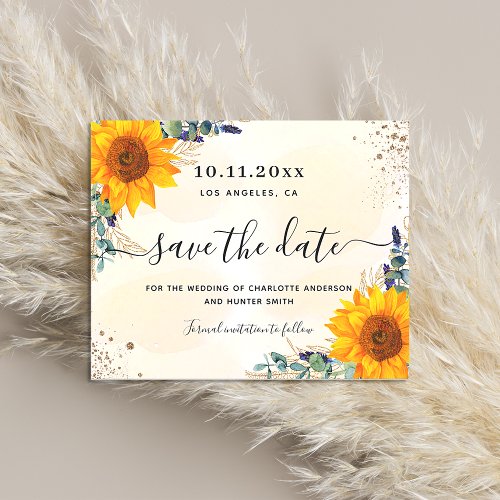 Wedding sunflower eucalyptus save the date magnet