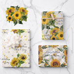 Wedding Sunflowers & Bees Add Names 3 Gift Wrapping Paper Sheets<br><div class="desc">Wedding Sunflowers & Bees Add Names 3 Gift Wrapping Paper Sheets</div>