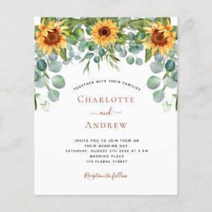Wedding sunflowers eucalyptus gold budget flyer