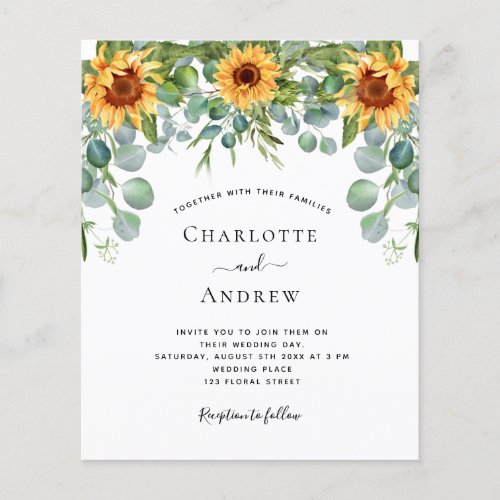 Wedding sunflowers eucalyptus wine red budget flyer