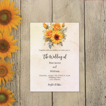 Wedding sunflowers greenery rustic yellow