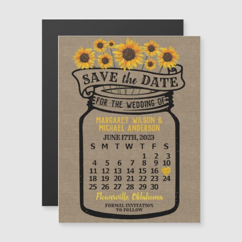 Wedding Sunflowers Jar June 2023 Calendar Magnet