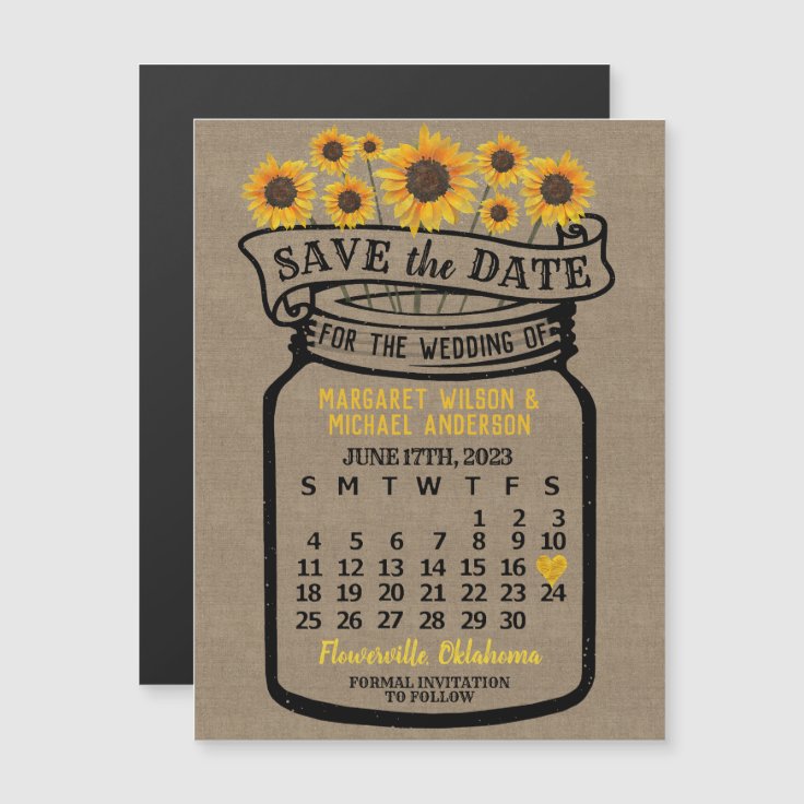 Wedding Sunflowers Jar June 2023 Calendar Zazzle