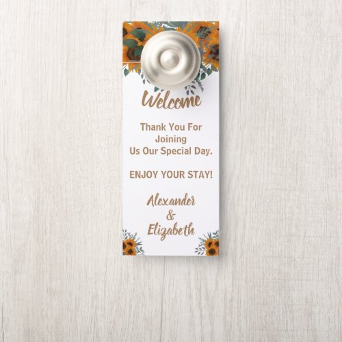 Wedding Sunflowers Welcome and Do not Disturb Door Hanger