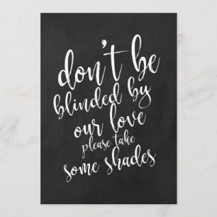 Wedding sunglasses favors cheap chalkboard sign invitation