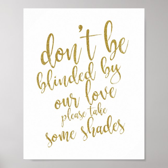 Wedding sunglasses favors Gold 8x10 Wedding Sign (Front)
