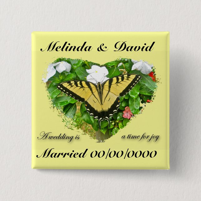 Wedding Swallowtail Butterfly Items Pinback Button (Front)