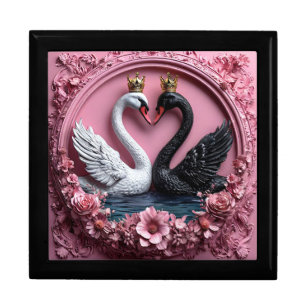 Wedding Swan Couple With Crown Gift For Couples Box