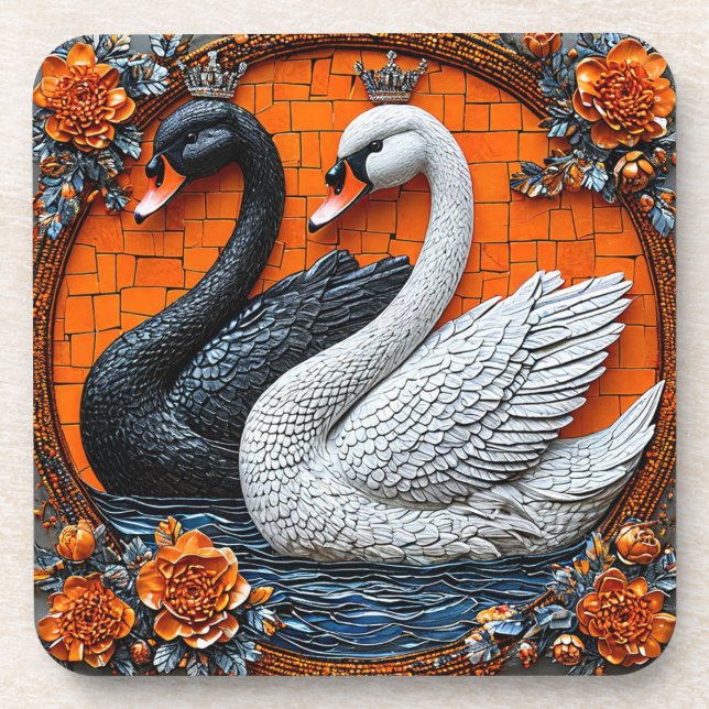 Wedding Swans Beverage Coaster (Front)