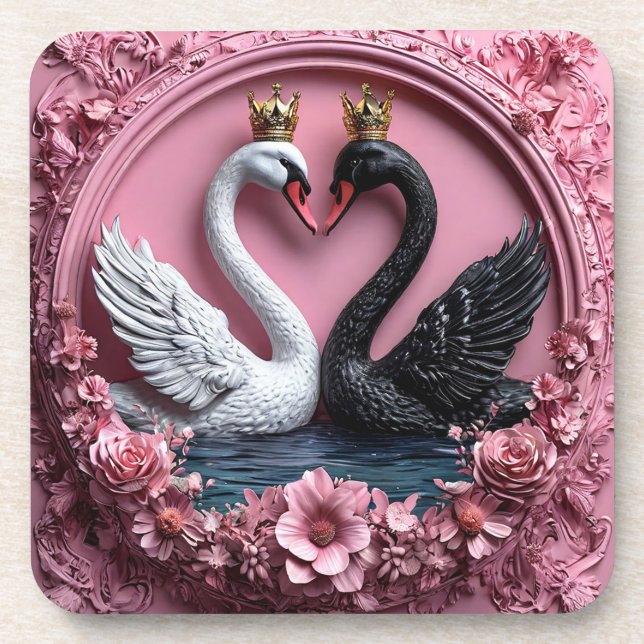 Wedding Swans Beverage Coaster (Front)