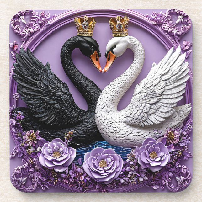 Wedding Swans Beverage Coaster (Front)