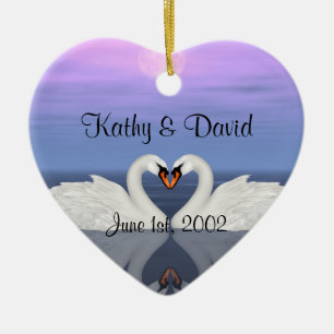 Wedding Swans Ceramic Ornament