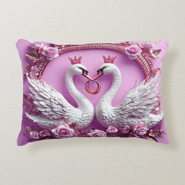 Wedding Swans Classic Wedding Romance Accent Pillow (Front)