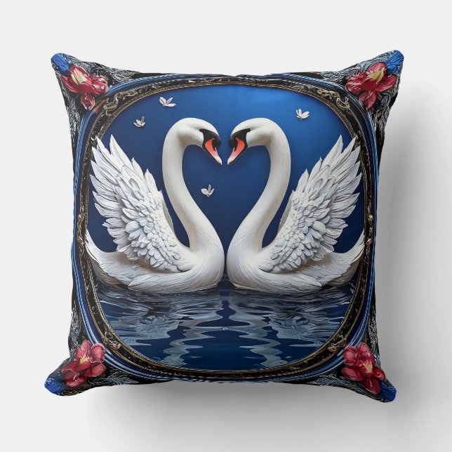 Wedding Swans elegant and contemporary Throw Pillow (Front)
