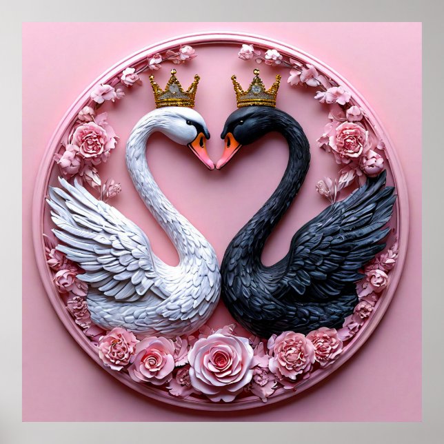Wedding Swans Love Art 🦢🌸🤍✨ Poster (Front)