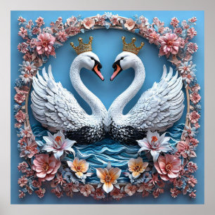 Wedding Swans Love Celebration Romantic Nature 🦢 Poster