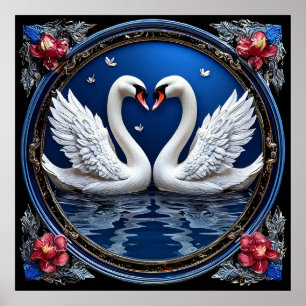 Wedding Swans Love Romance Elegant Art 🕊️💍✨ Poster