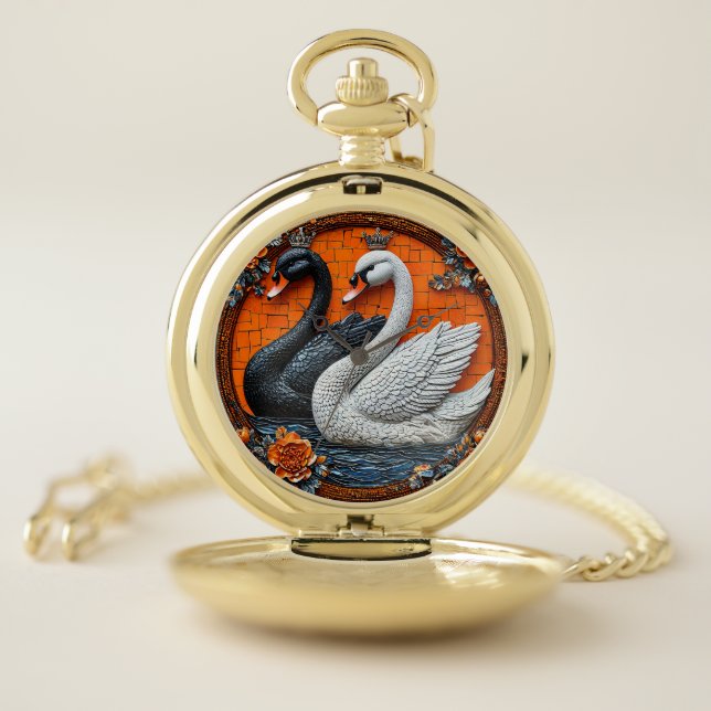Wedding Swans Pocket Watch (Inside)