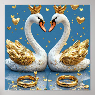 Wedding Swans Romantic Scene 🦢💖☁️✨ Poster