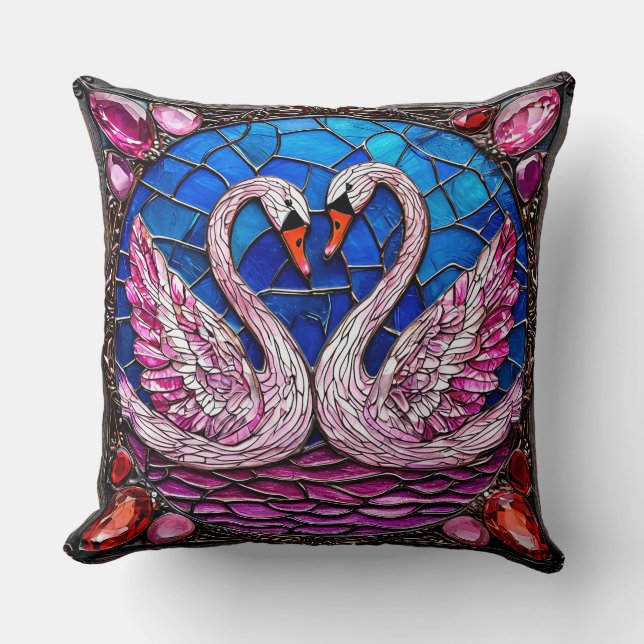 Wedding Swans Throw Pillow (Front)