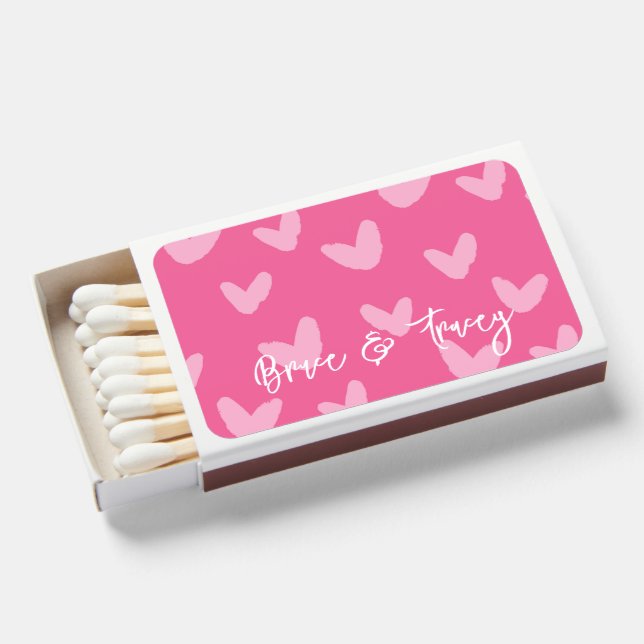 Wedding Sweet Hearts NAME & NAME Love Fun Matchboxes (Front Open)