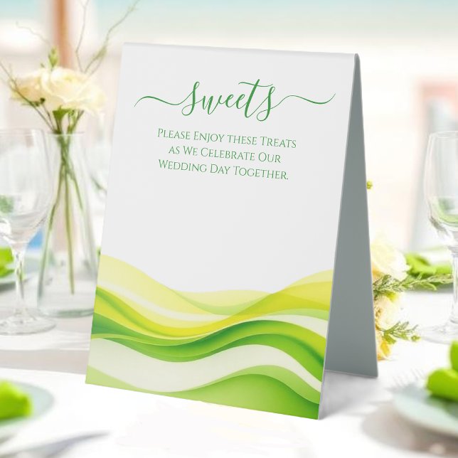 Wedding Sweet Treats Sign-Citrus Green Yellow Table Tent (Wedding Sweet Treats Sign-Citrus Green Yellow Table Tent )