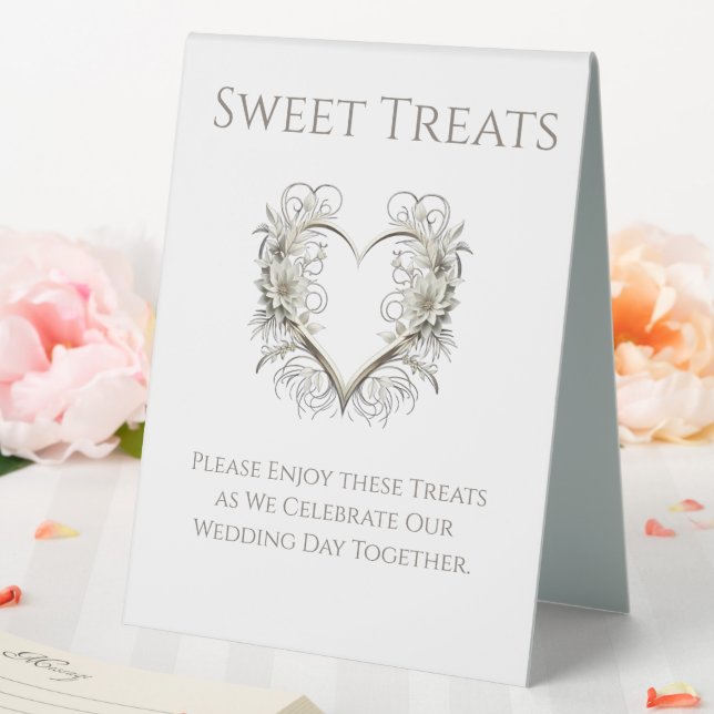 Wedding Sweet Treats Sign-Flowers with a Heart Table Tent (In SItu (Wedding))