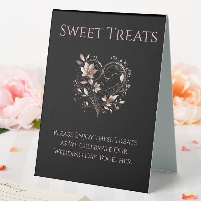 Wedding Sweet Treats Sign-Modern Rose Gold Flowers Table Tent (In SItu (Wedding))